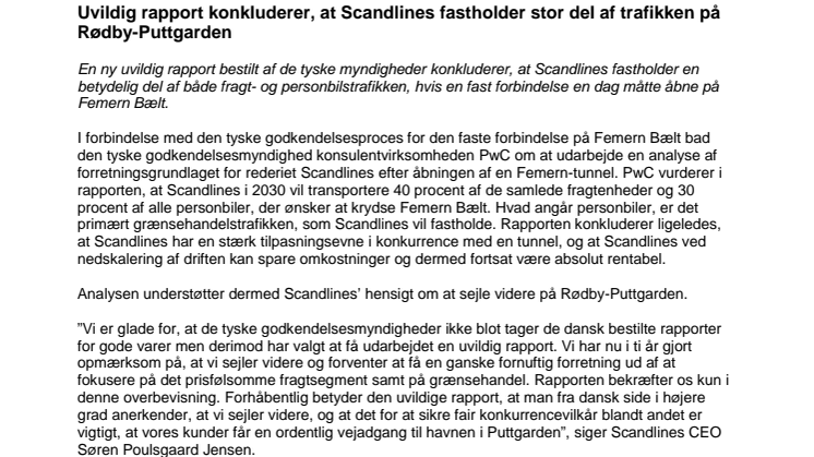 Uvildig rapport konkluderer, at Scandlines fastholder stor del af trafikken på Rødby-Puttgarden