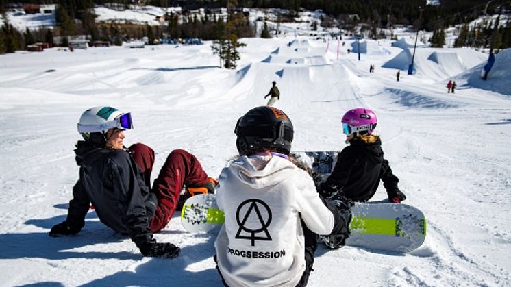 Under två dagar intog över 40 freeski- och snowboardtjejer parken i Funsdalen. Foto: Daniel Bernstål. 