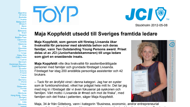 Maja Koppfeldt utsedd till Sveriges framtida ledare