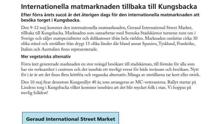 Internationella matmarknaden tillbaka till Kungsbacka