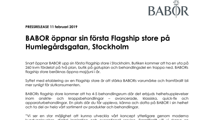 BABOR öppnar sin första Flagship store på Humlegårdsgatan, Stockholm