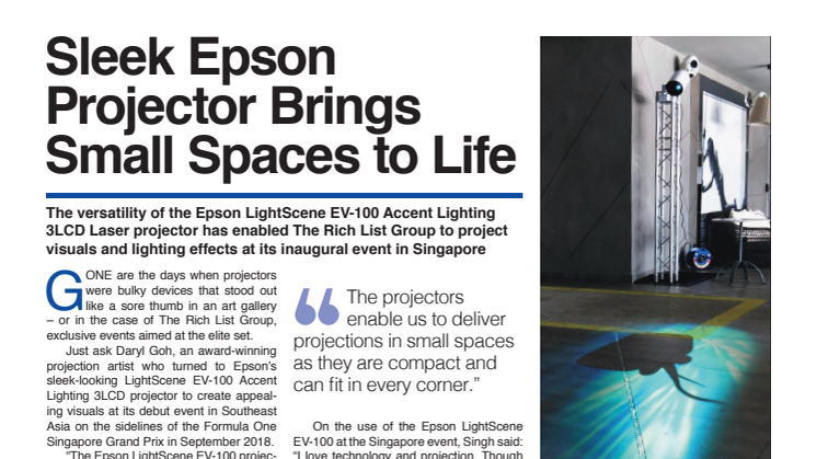 Sleek Epson projector brings small spaces to life