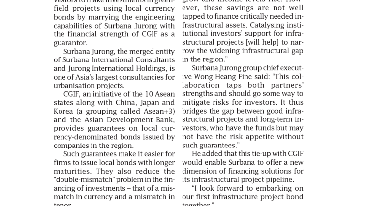 Surbana, CGIF team up to boost local-currency financing for projects
