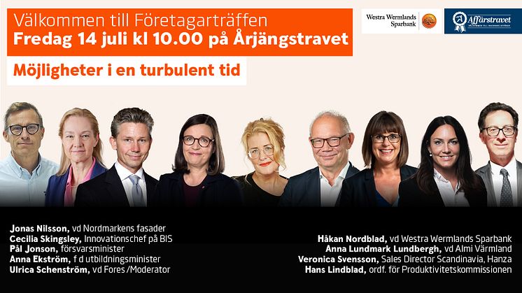 Ulrika Schenström ny moderator för företagarträff på Årjängstravet: "Tunga namn diskuterar aktuellt världsläge kopplat till företagande"