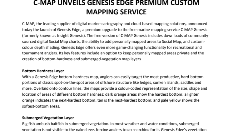 C-MAP Unveils Genesis Edge Premium Custom Mapping Service