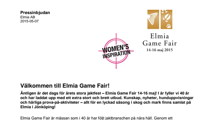Pressinbjudan: Välkommen till Elmia Game Fair!