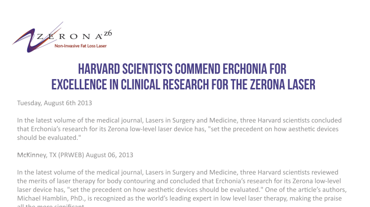 Harvard granskar Erchonias forskning, en bekräftelse.