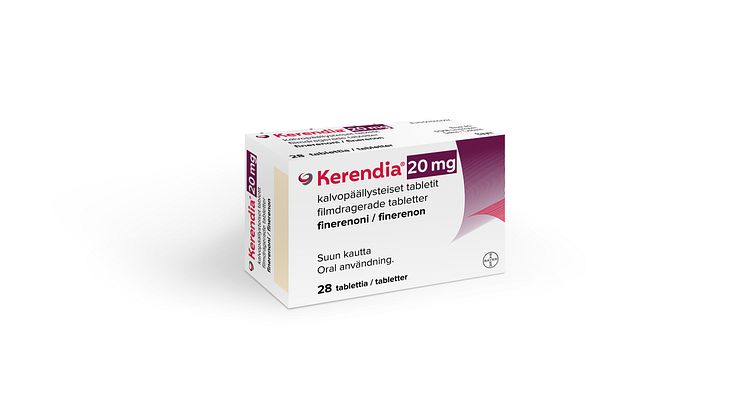 Finerenon (Kerendia) för behandling av kronisk njursjukdom (stadium 3 och 4 med albuminuri) i samband med typ 2-diabetes hos vuxna.