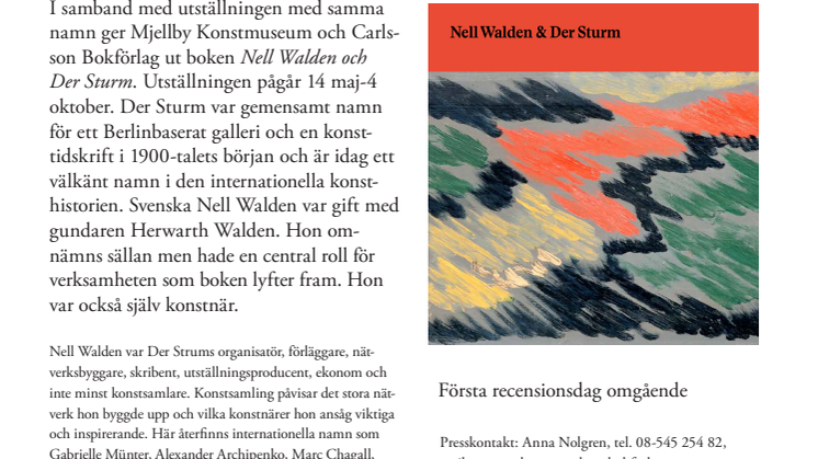 Nell Walden & Der Sturm - ny bok och utställning på Mjellby Konstmuseum öppnar på Kristi himmelfärds dag