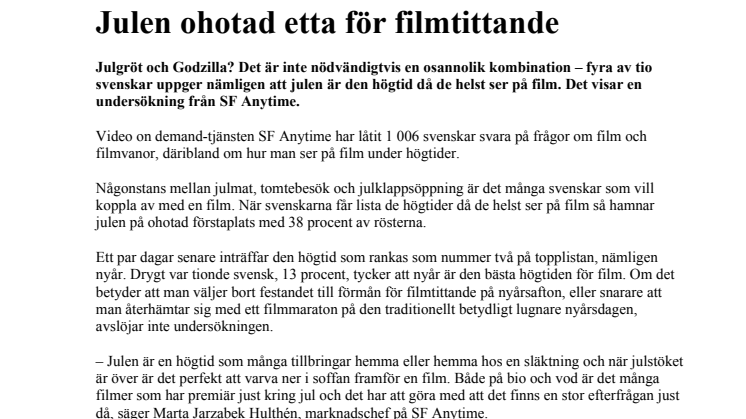 Julen ohotad etta för filmtittande