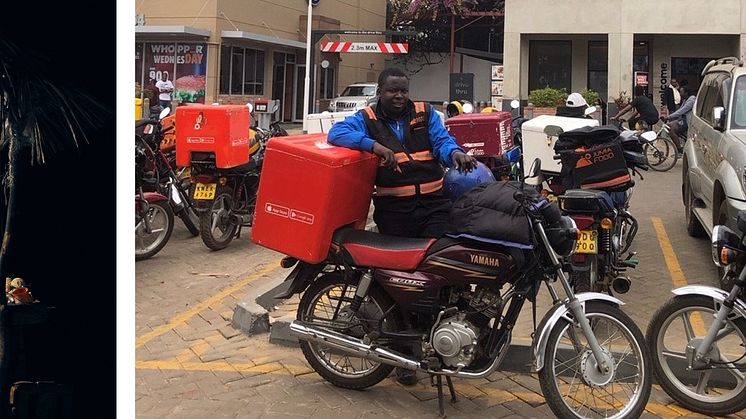 Retailers (kiosks) of daily items affiliated with WASSHA (the left)　　Motorcycles used for delivery (the right)