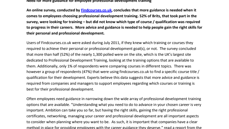 Need for more guidance for employee professional development training