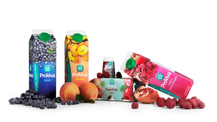 ProViva Persika, Superfrukt, Hallon Granatäpple och Blåbär