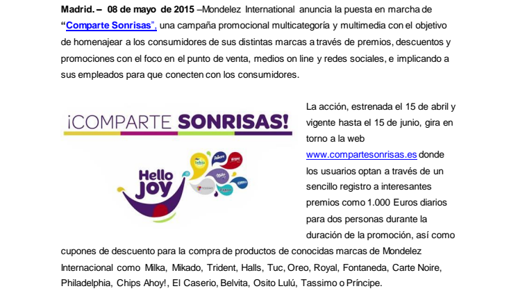 Mondelez “comparte sonrisas” con los consumidores 