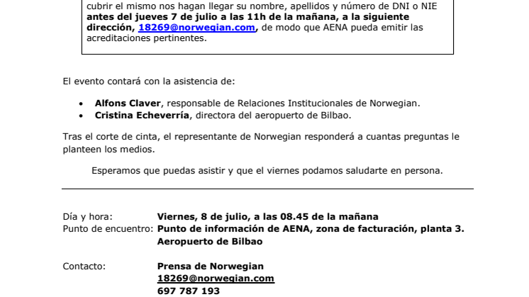 Descarga convocatoria: aeropuerto de Bilbao (viernes, 8 de julio, 08.45 de la mañana).