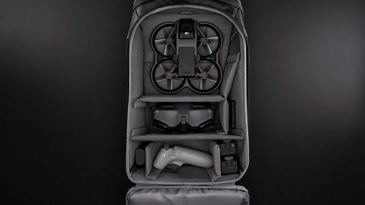 DJI Avata with Carry More Backpack (dark background)