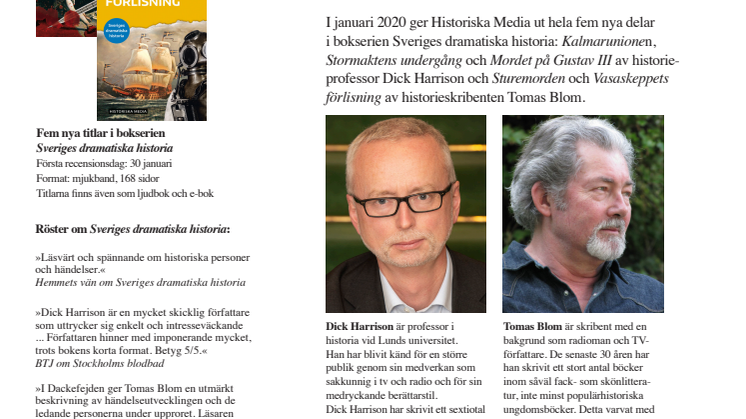 Nya titlar i Historiska Medias  populära serie om svensk historia
