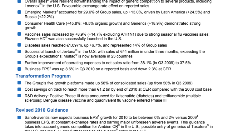 Resilient sales and business EPS in Q3 2010