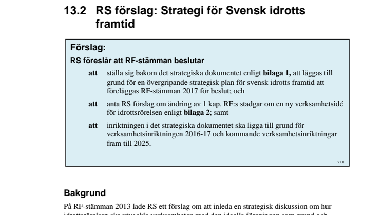 Strategi för svensk idrott RIM2015