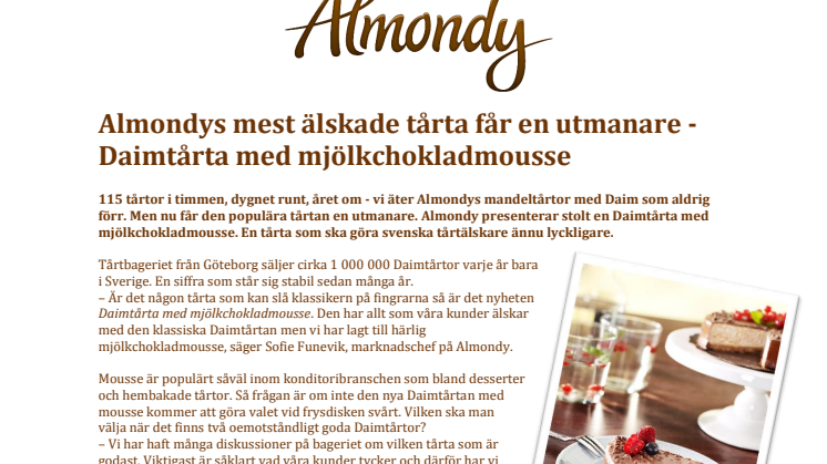 Almondys mest älskade tårta får en utmanare - Daimtårta med mjölkchokladmousse 
