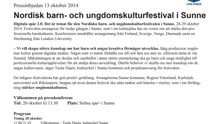 Nordisk barn- och ungdomskulturfestival i Sunne 