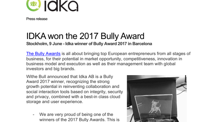 Idka won the 2017 Bully Award