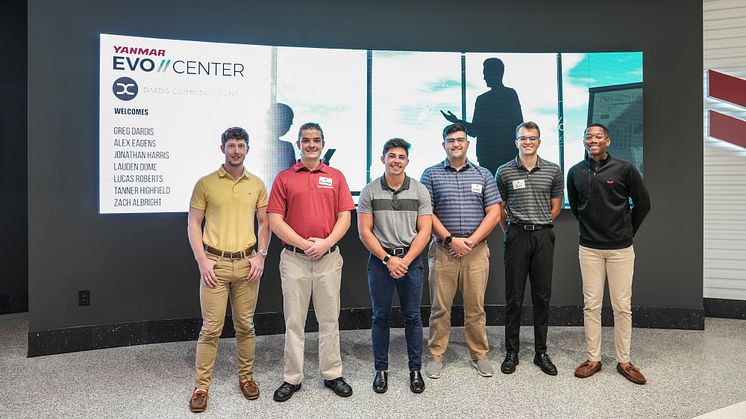 Yanmar’s interns at the EVO//CENTER facility in Acworth, Georgia. From left: Alex Eagens, Tanner Highfield, Lauden Dome, Lucas Roberts, Zach Albright, Jonathan Harris.