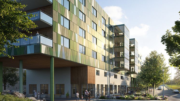 Stena Fastigheter Göteborg och Attendo utvecklar Tynnered tillsammans med ett nytt äldreboende ritat av Fredblad arkitekter.
