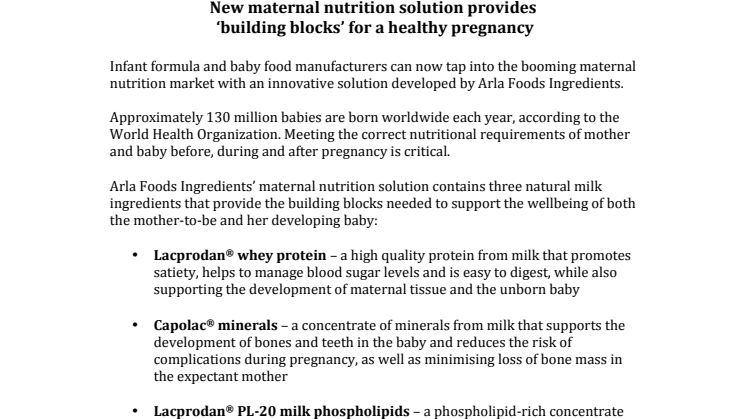 New maternal nutrition solution provides ‘building blocks’ for a healthy pregnancy