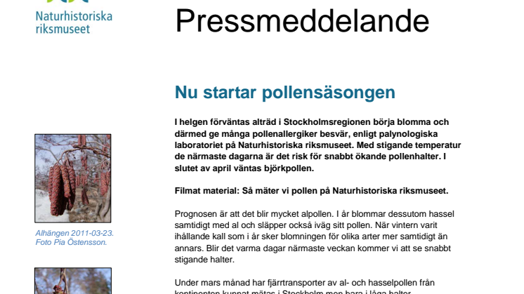 Nu startar pollensäsongen