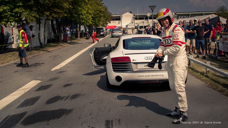 Klar til Race for Riget med Tom Kristensen i Audi R8 ved Copenhagen Historic Grand Prix 2014 (foto af Bjarne Bredal)