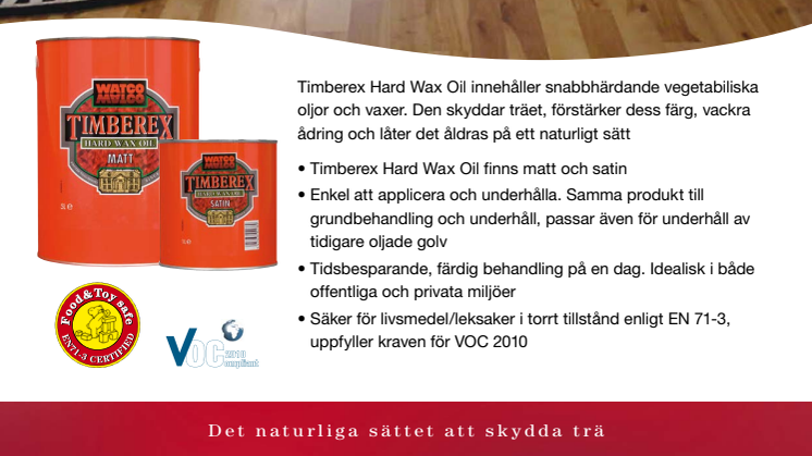 Timberex Hard Wax Oil produktblad