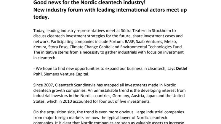 New industry forum with leading international actors meet up today.