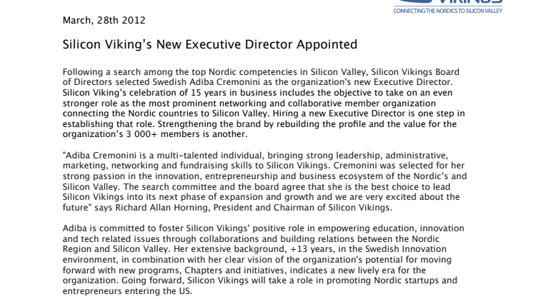 Silicon Viking’s New Executive Director Appointed 