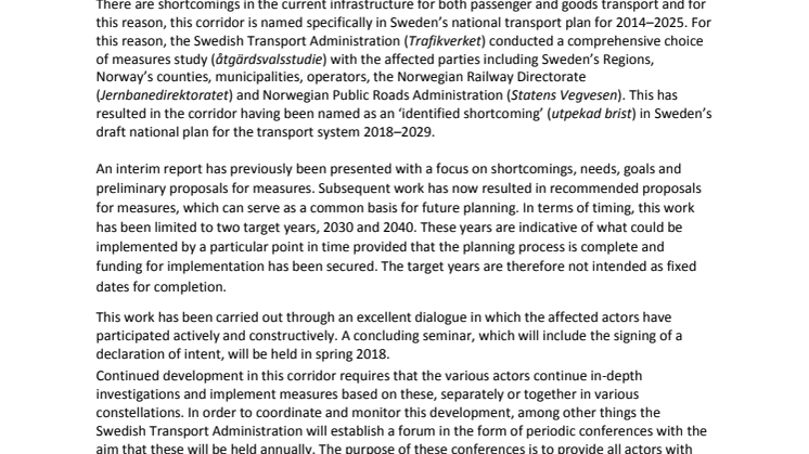 Improved accessibility on the Oslo-Stockholm line (Summary) 