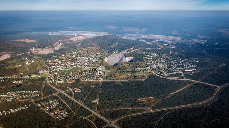 Flygvy över Malmberget. Foto: LKAB