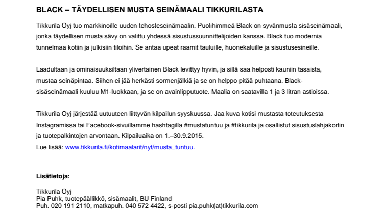 BLACK – TÄYDELLISEN MUSTA SEINÄMAALI TIKKURILASTA