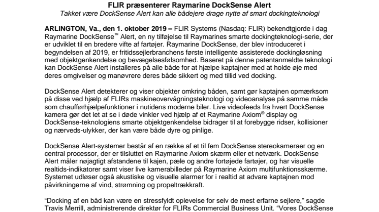 FLIR præsenterer Raymarine DockSense Alert