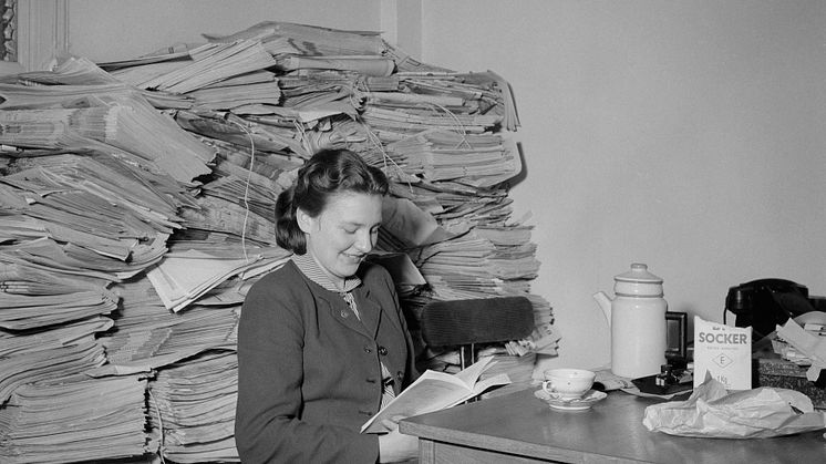 Personal på Tidnings-Centralen, Järnvägsgatan.© Sandgren-Petersson, 1951