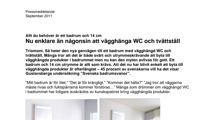 Nu enklare än någonsin att vägghänga WC och tvättställ