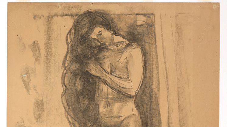 Edvard Munch: Stående kvinnelig akt med utslått hår / Standing Female Nude with Her Hair Down (1919-1921)