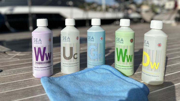 Sea Clean waterless cleaning solutions with microfibre cloth