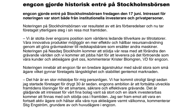 220706 - engcon gjorde historisk entré på Stockholmsbörsen.pdf