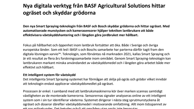 Nya digitala verktyg från BASF Agricultural Solutions hittar ogräset och skyddar grödorna 