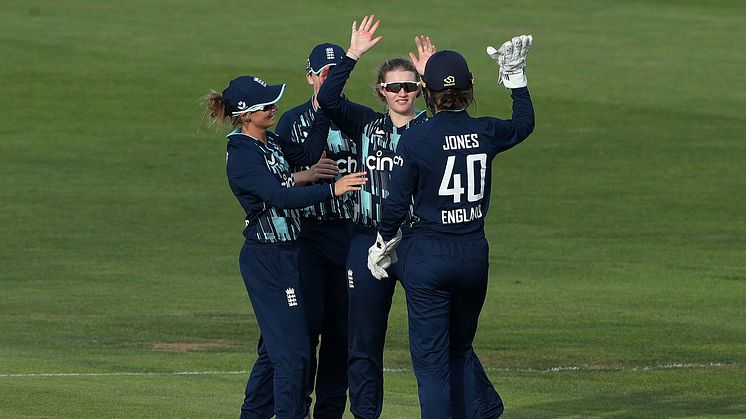 England celebrate a wicket in the summer. Photo: Getty Images