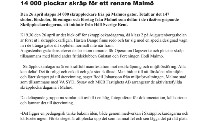 14 000 plockar skräp för ett renare Malmö