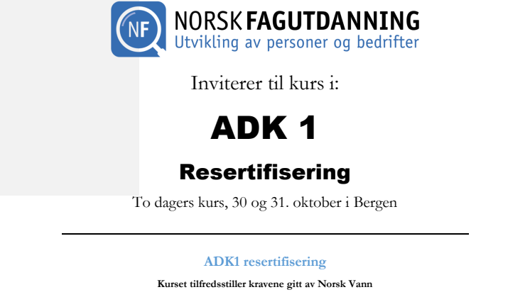 Invitasjon til resertifiseringskurs OADK i Bergen med oppstart 30 oktober 2017