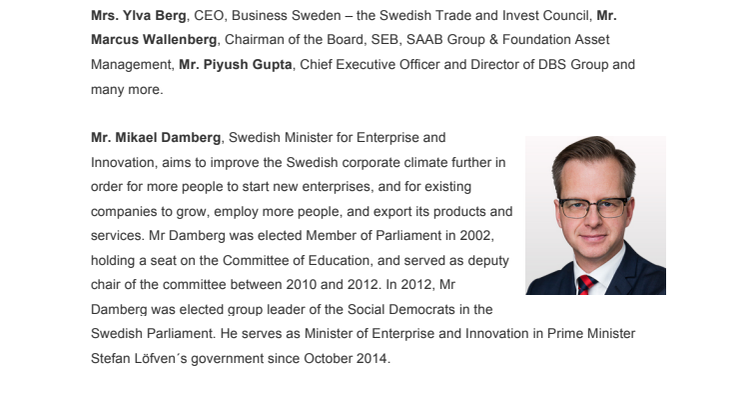 Team Sweden announces keynote speakers for the Sweden-Southeast Asia Business Summit 