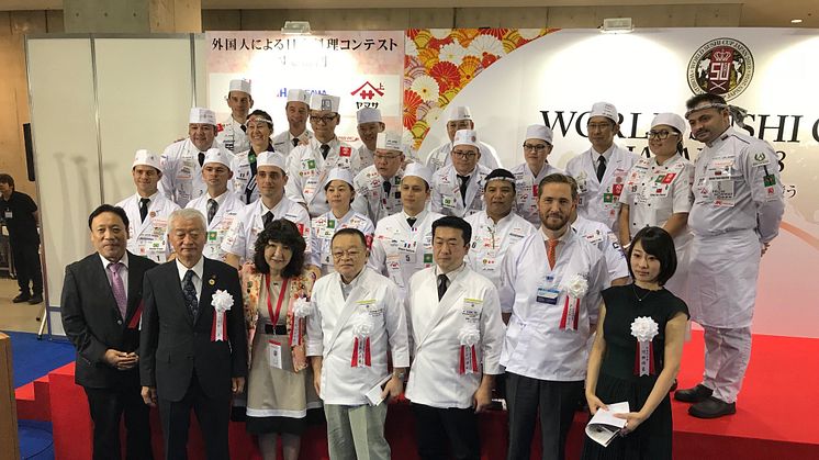 Jury og finalister i Sushi World Cup 2018. 