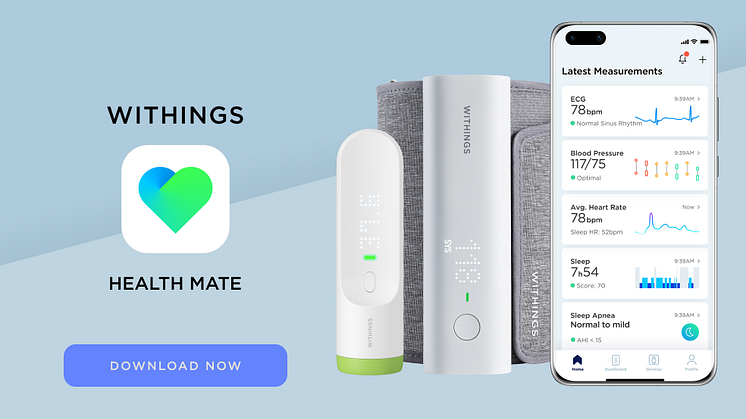 Withings populära hälsoapp Health Mate finns nu i AppGallery